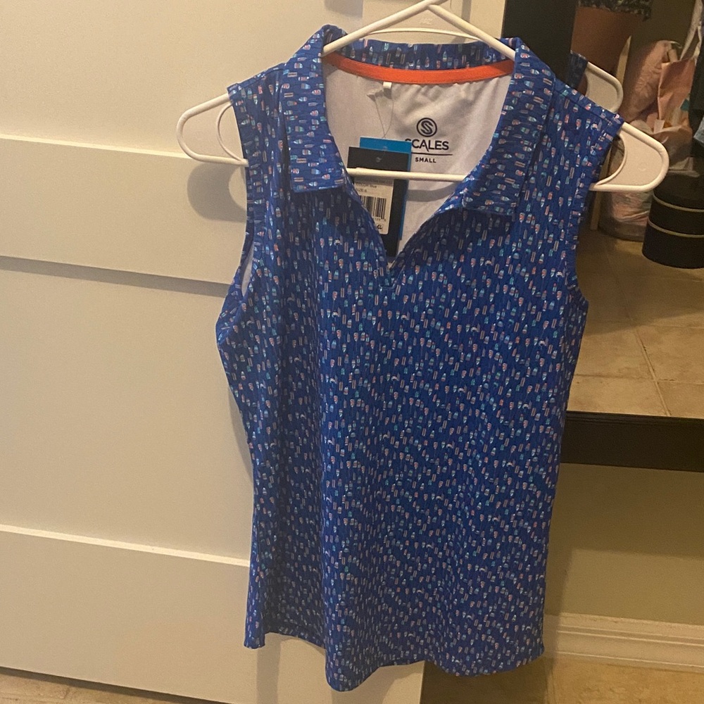 Scales Women's Blue Patterned Tank Top